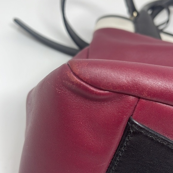 Kate Spade Black White Maroon Tote Convertible Satchel - Picture 7 of 17